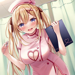 This is a pixiv picture whose title is 「体温測りますね～♡」.