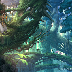 This is a pixiv picture whose title is 【PFMOH】道なき道を征く【青の樹海】.
