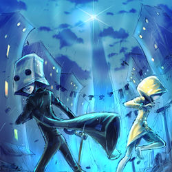 This is a pixiv picture whose title is 【リトルナイトメア2】モノとシックス.