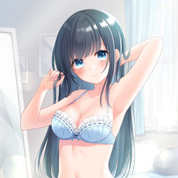 This is a pixiv picture whose title is 「どうかな…？」.