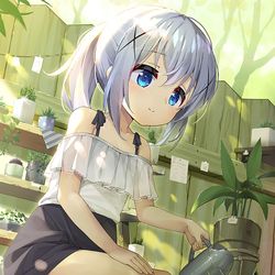 This is a pixiv picture whose title is 花育ててるチノちゃん.