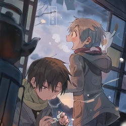 This is a pixiv picture whose title is 冬の足音.