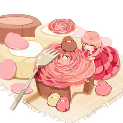 This is a pixiv picture whose title is ラナンキュラスロールケーキ.