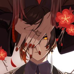 This is a pixiv picture whose title is 胡桃と鍾離先生.
