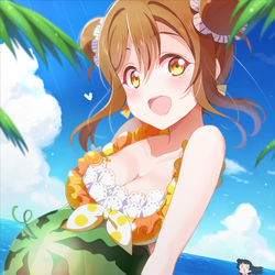 This is a pixiv picture whose title is 💮見て！おっきいスイカ！一緒に食べるずら～！…なんちゃって♪.