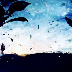 This is a pixiv picture whose title is 空に問う.