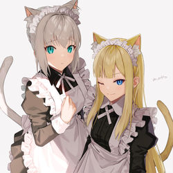 This is a pixiv picture whose title is ねこみみメイドのグレイとライネス.