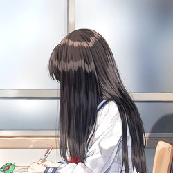 This is a pixiv picture whose title is 髪をかき上げて見えた横顔っていいよね.