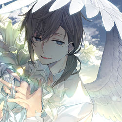 This is a pixiv picture whose title is 純白なエンジェルくん.