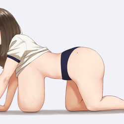 This is a pixiv picture whose title is 四つん這い短足長乳ちゃん.
