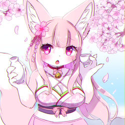 This is a pixiv picture whose title is 桜の狐.