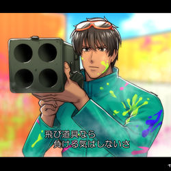 This is a pixiv picture whose title is 飛び道具なら負ける気がしないアーラシュ.