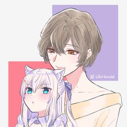 This is a pixiv picture whose title is W白雪コラボ定番の構図.