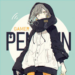 This is a pixiv picture whose title is ゲーマーペンギン / パーカー.