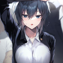 This is a pixiv picture whose title is 「 すまんな... 朝の電車の中は人が多いから。」.