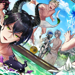 This is a pixiv picture whose title is NRC捏造温泉シリーズ_ディアソム×イグニ編.