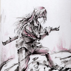This is a pixiv picture whose title is 呪術廻戦 三輪霞 水墨画練習中48.