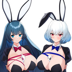 This is a pixiv picture whose title is 바니걸 레아x티타니아.