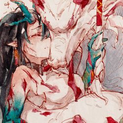 This is a pixiv picture whose title is 一点点战损和兽化的xp.