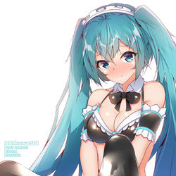This is a pixiv picture whose title is ミクさんにアレなメイド服着てもらいました.