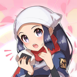 This is a pixiv picture whose title is おにぎり食べてるヒカリ.