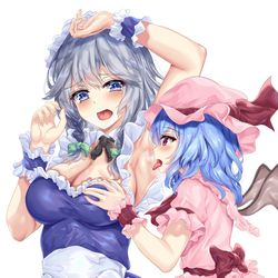 This is a pixiv picture whose title is 「咲夜は腋もキレイにしてて偉いわね…」.
