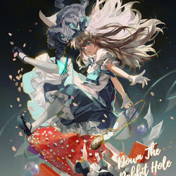 This is a pixiv picture whose title is Down the Rabbit Hole.