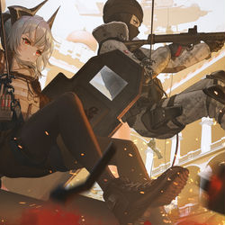 This is a pixiv picture whose title is 攻防交換.