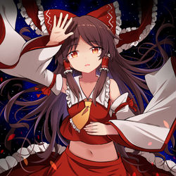 This is a pixiv picture whose title is 巫女を抱く.