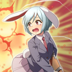 This is a pixiv picture whose title is 【東方CalamityDice】レイセンの受難.