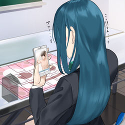 This is a pixiv picture whose title is 好きな人の隠し撮り写真を見ていたら本人が現れて慌てる部活の先輩.