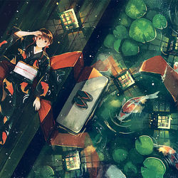 This is a pixiv picture whose title is 灯りと共に夜に泳ぐ.