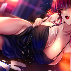 This is a pixiv picture whose title is 裸エプロンザラ.