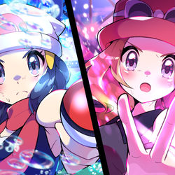 This is a pixiv picture whose title is ヒカリVSセレナ.