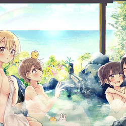 This is a pixiv picture whose title is ぽかぽか露天風呂.