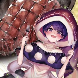 This is a pixiv picture whose title is 妖怪獏はクソでかい肉の夢を見るか？.