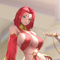 This is a pixiv picture whose title is 紅月カレン「奴隷」.