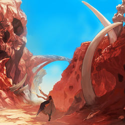 This is a pixiv picture whose title is 【PFMOH】赤骸の岩場.