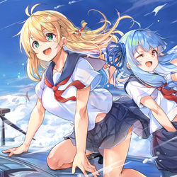 This is a pixiv picture whose title is あおマキ空奏列車.