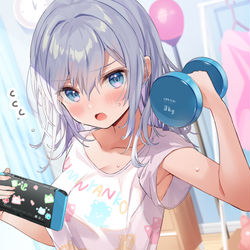 This is a pixiv picture whose title is 「ゲームで負けたらトレーニング…！」.