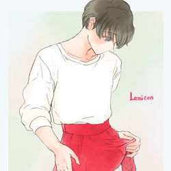 This is a pixiv picture whose title is 初めてのスカート💕.