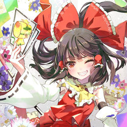 This is a pixiv picture whose title is 虹龍洞！霊夢！.