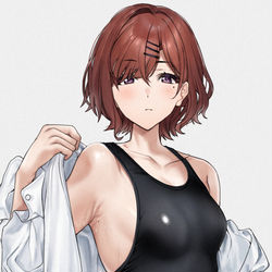 This is a pixiv picture whose title is 制服の下に水着を着てくる樋口円香.