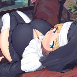 This is a pixiv picture whose title is 人懐っこいロリ巨乳シスターちゃんと.