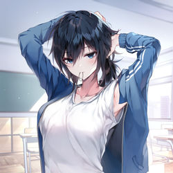 This is a pixiv picture whose title is 「体育授業の時、ボクだけを応援してくれる?」.
