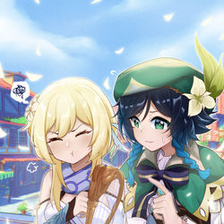 This is a pixiv picture whose title is 【原神】音游苦手旅行者.