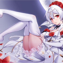 This is a pixiv picture whose title is 德丽莎（月下）的婚纱.