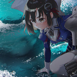 This is a pixiv picture whose title is 重巡羽黒進水日.