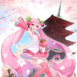 This is a pixiv picture whose title is 桜ミク.