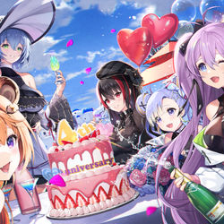 This is a pixiv picture whose title is 放置少女4周年おめでとうございます.